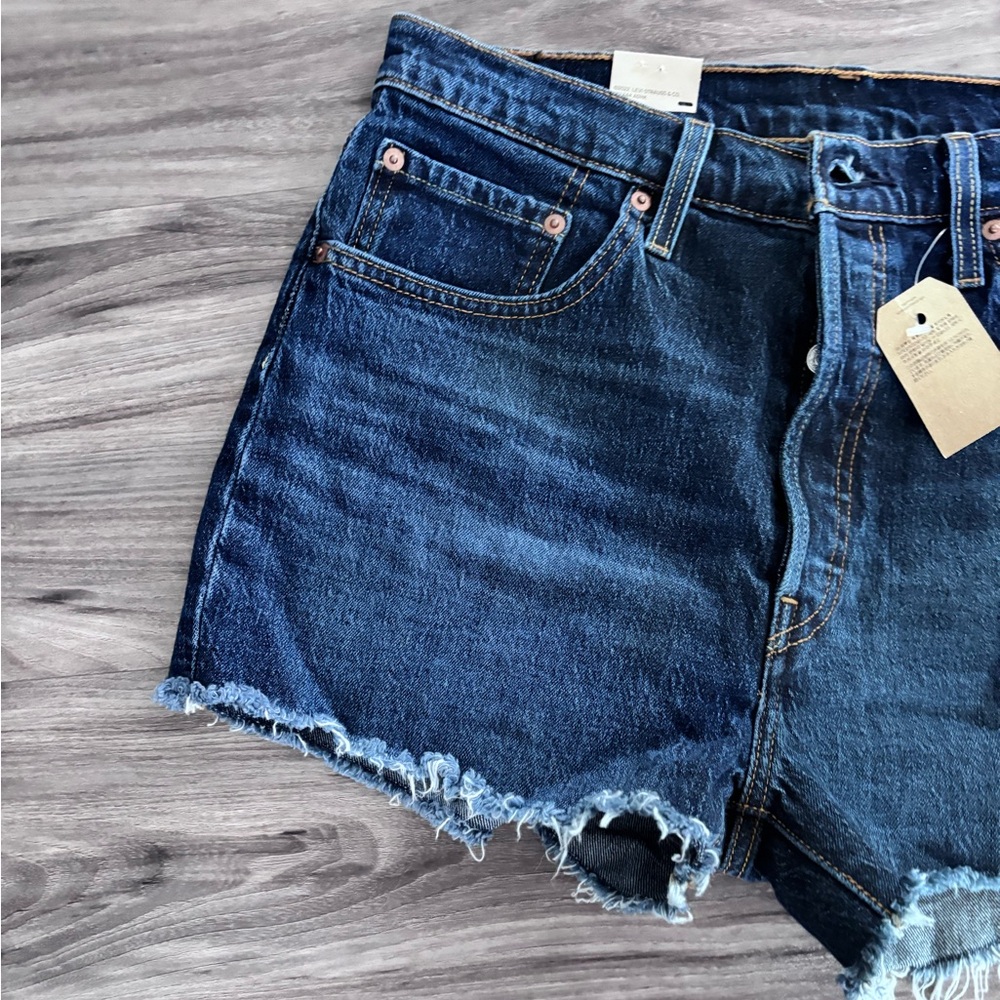Levi's High Rise Blue Denim Shorts - Picture 5 of 7